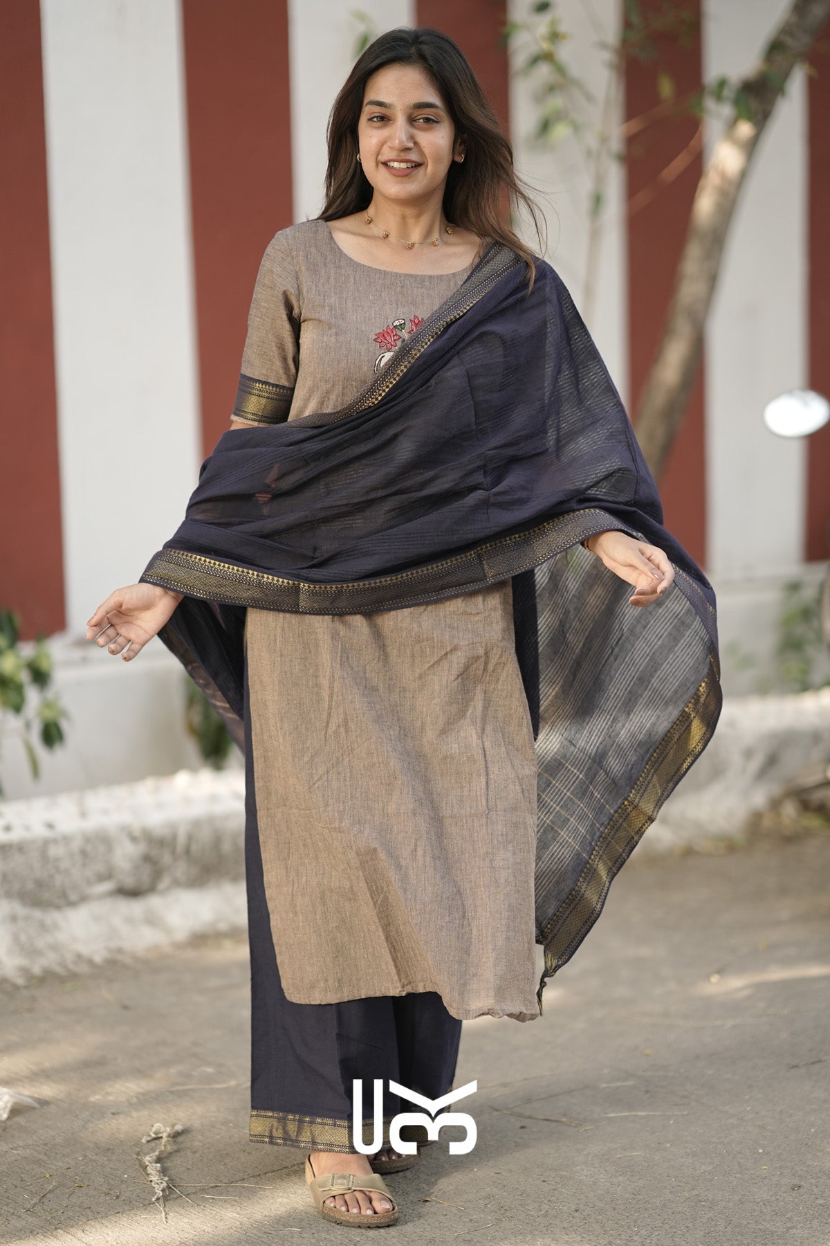 Pasuthai Handloom Kurta set (Dress) In Soft Brown