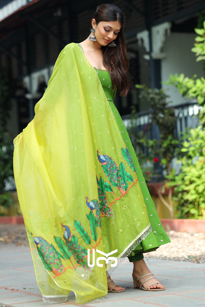 Popinjay Green Anarkali Set
