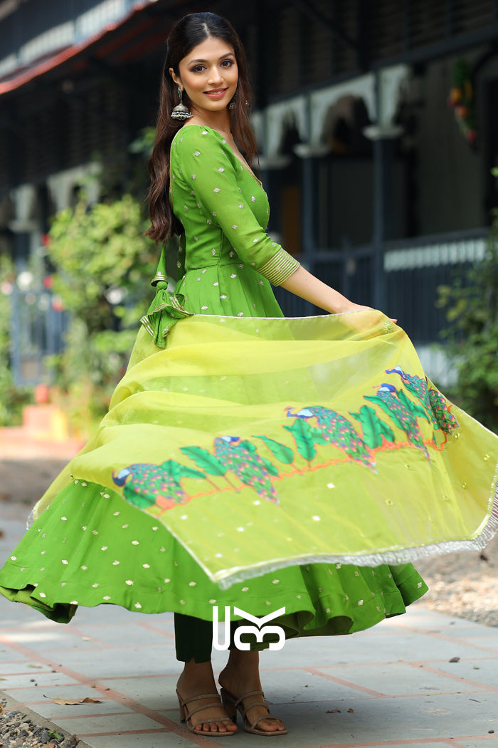 Popinjay Green Anarkali Set