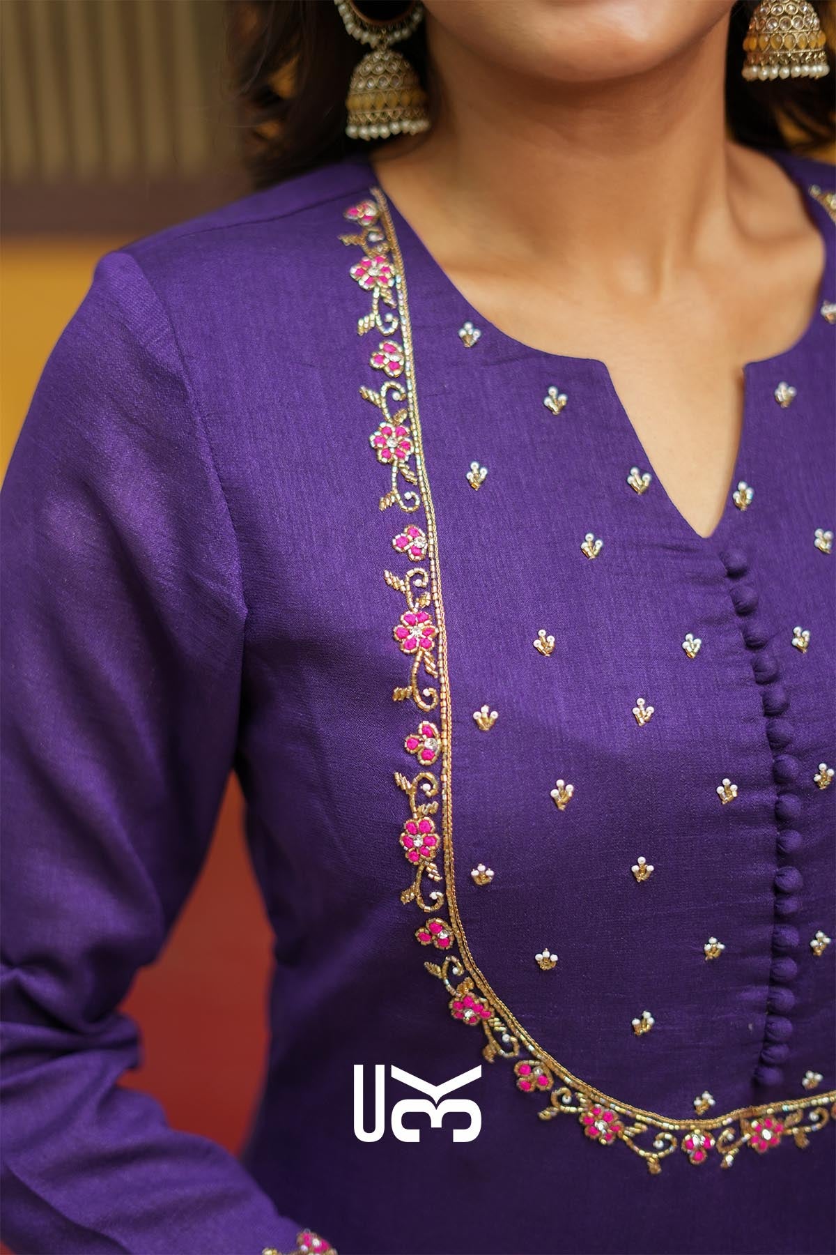 Raaya | Royal Purple Kurta Set with Contrast Dupatta for Festive Gatherings