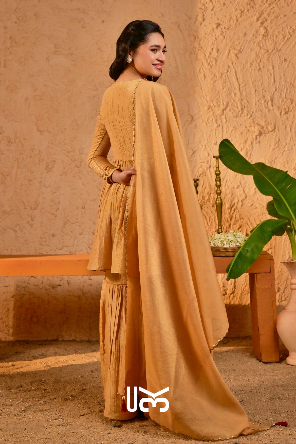 Kanak Sharara Suit Dress in Gold