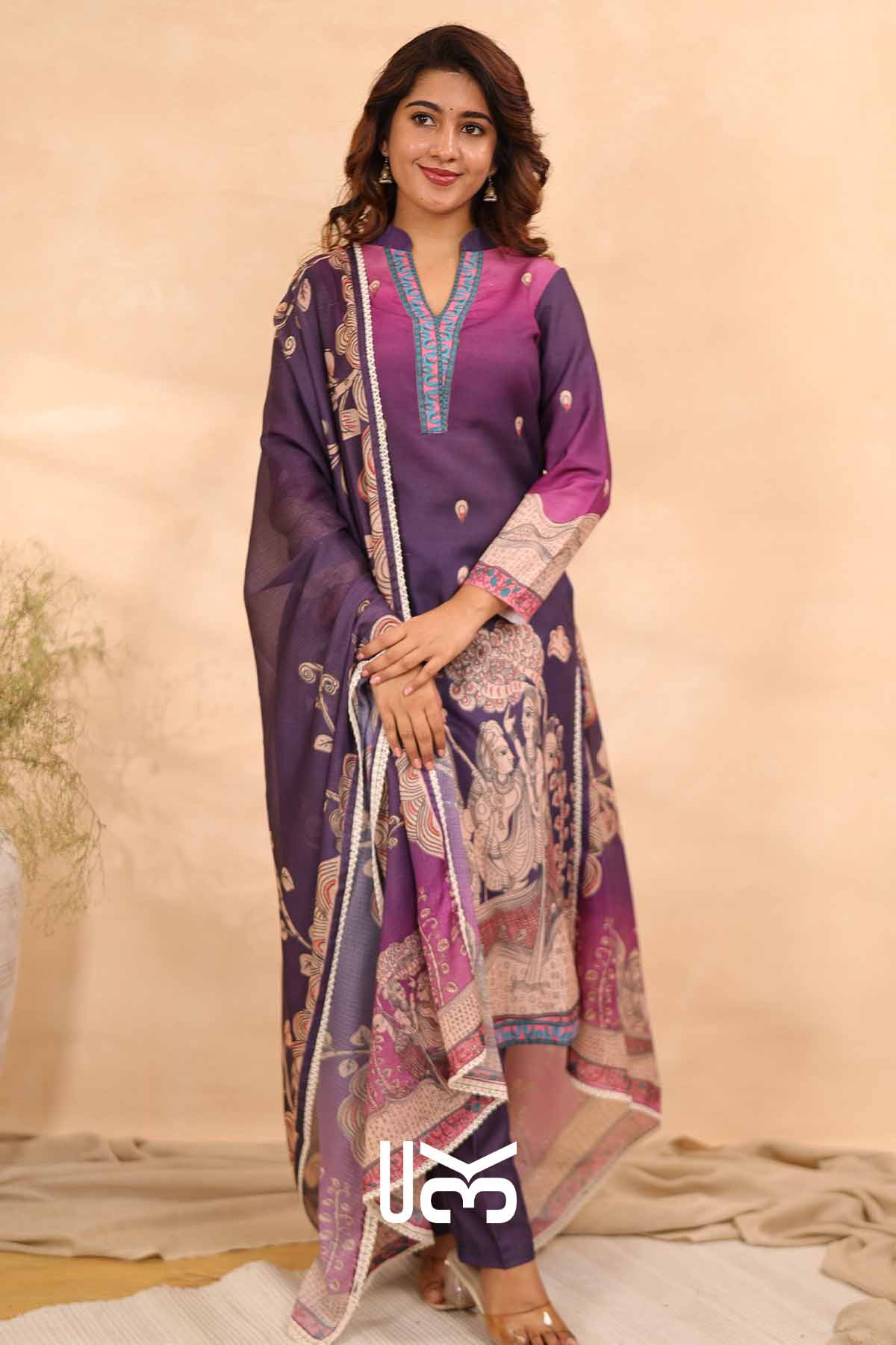 Vatika| Purple Cotton Kalamkari Print Kurta Set