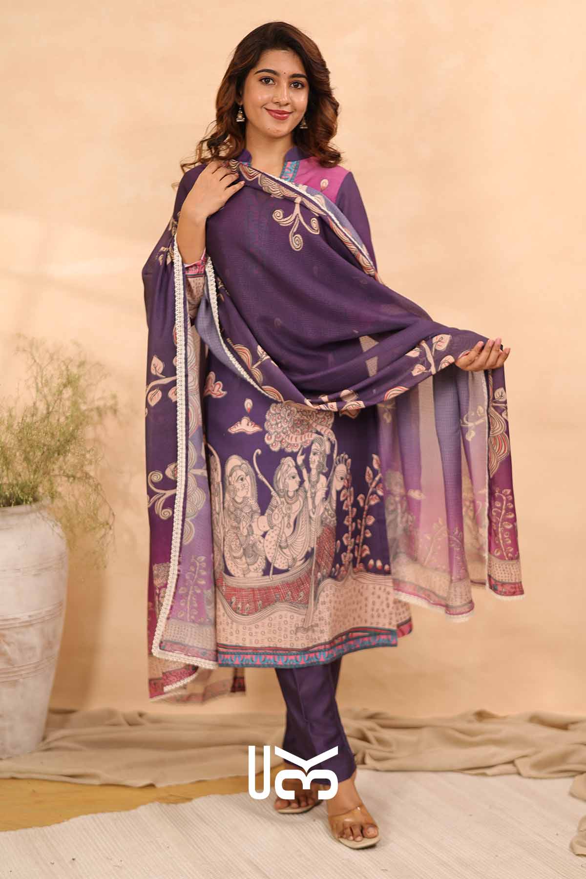 Vatika| Purple Cotton Kalamkari Print Kurta Set