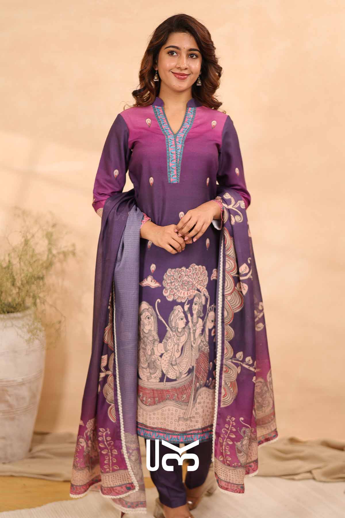 Vatika| Purple Cotton Kalamkari Print Kurta Set
