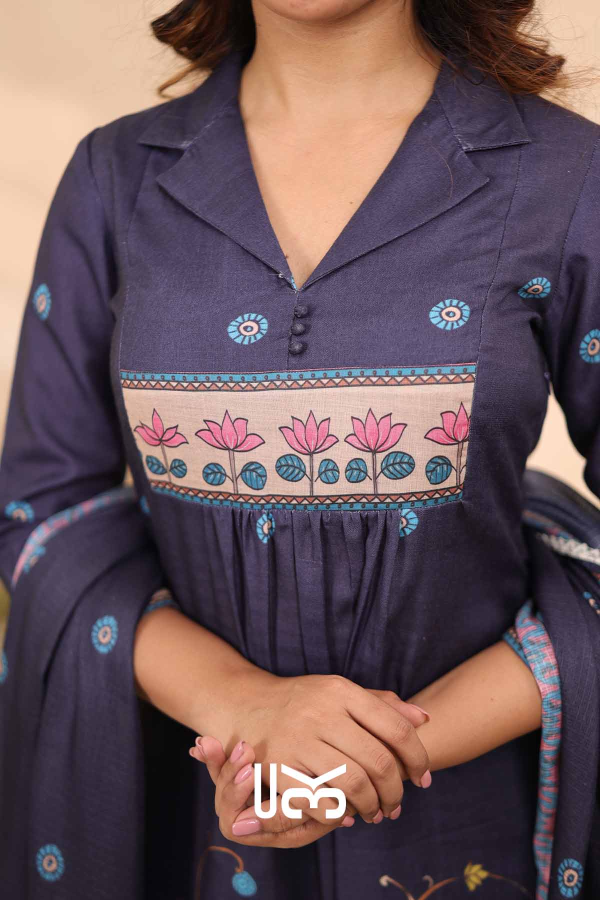 Azure Elegance| Blue Cotton Kalamkari Print Kurta Set