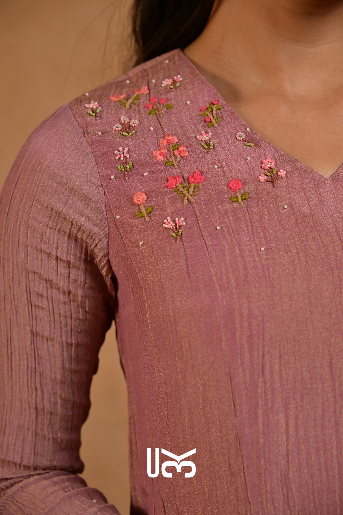 Phoolkari Kurta Plazo In Lavender