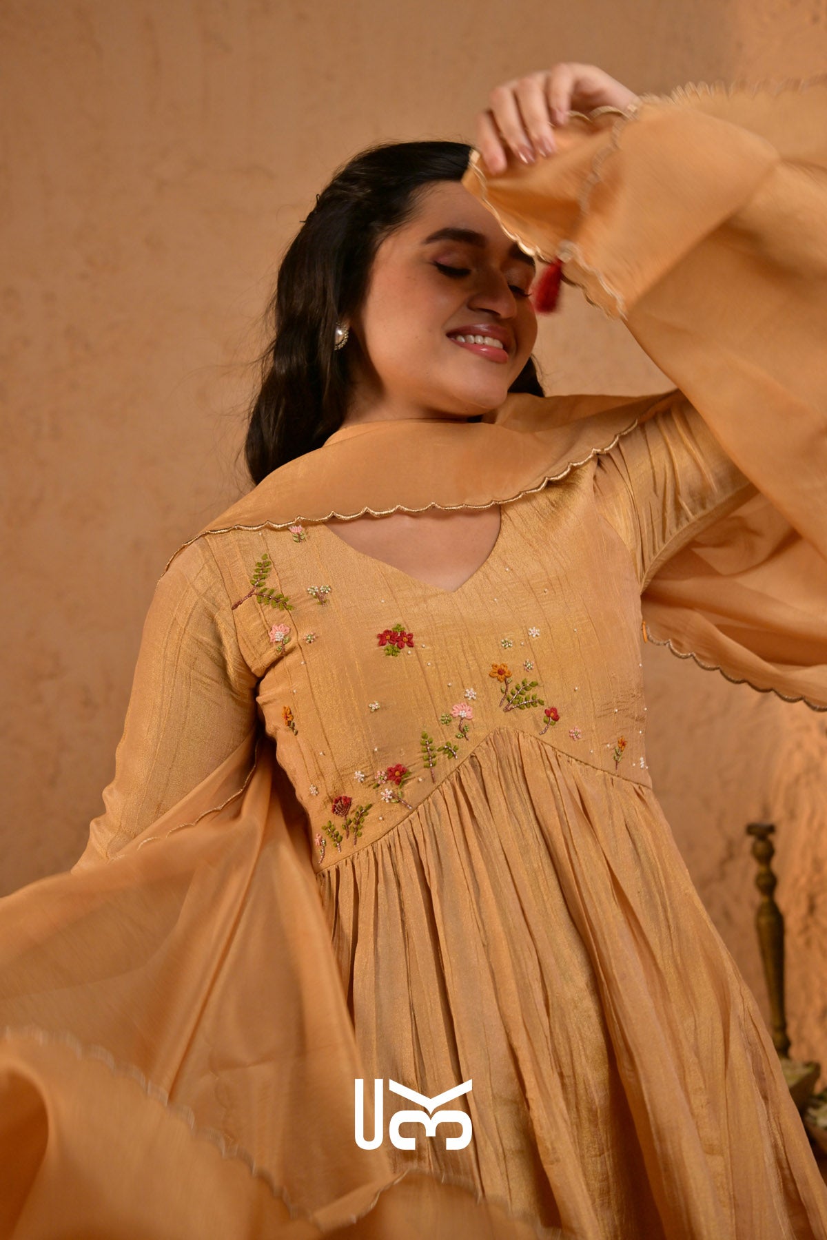 Kanak Sharara Suit Dress in Gold