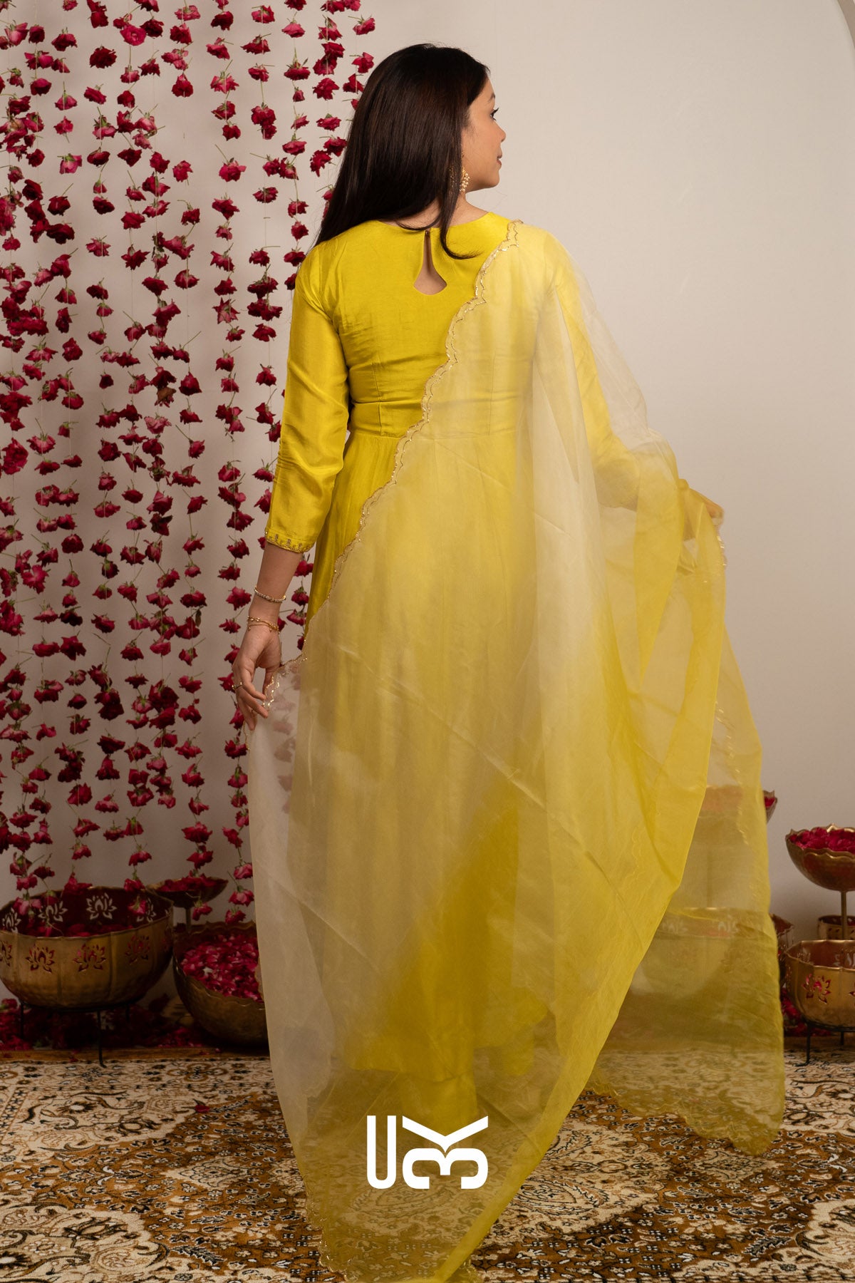 Gul Aangan Anarkali Set (Dress) in Yellow