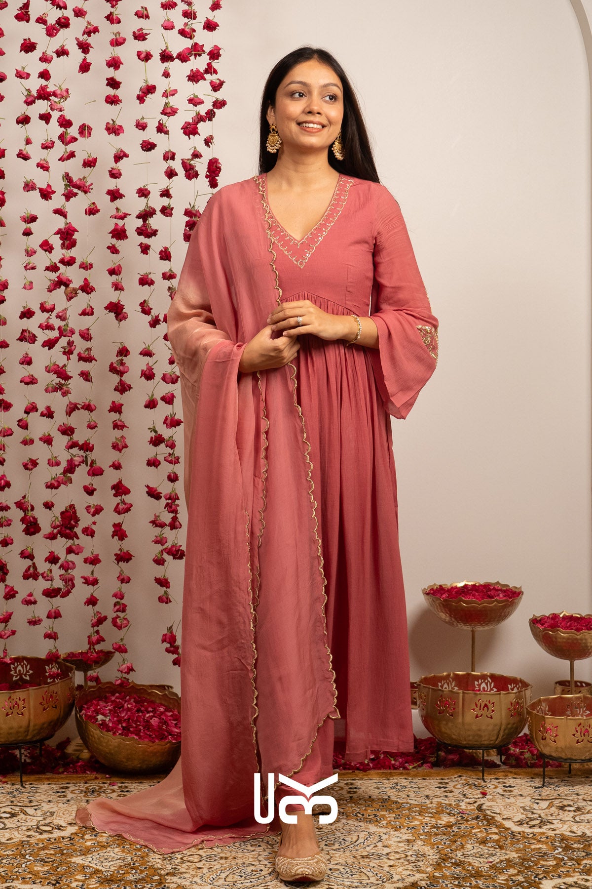 Gulabjal Kurta Set (Dress) in Pink