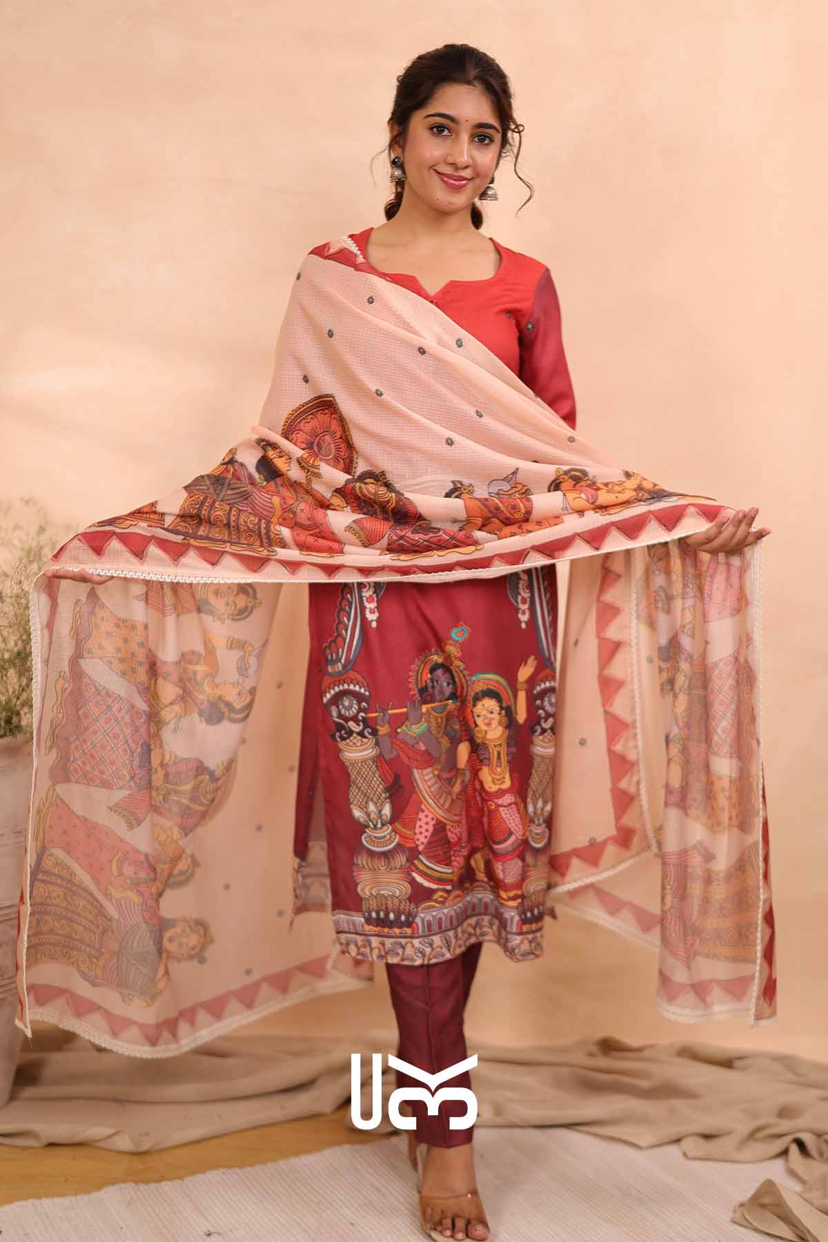 Rangriti | Pink cotton Kalamkari Print Kurta Set