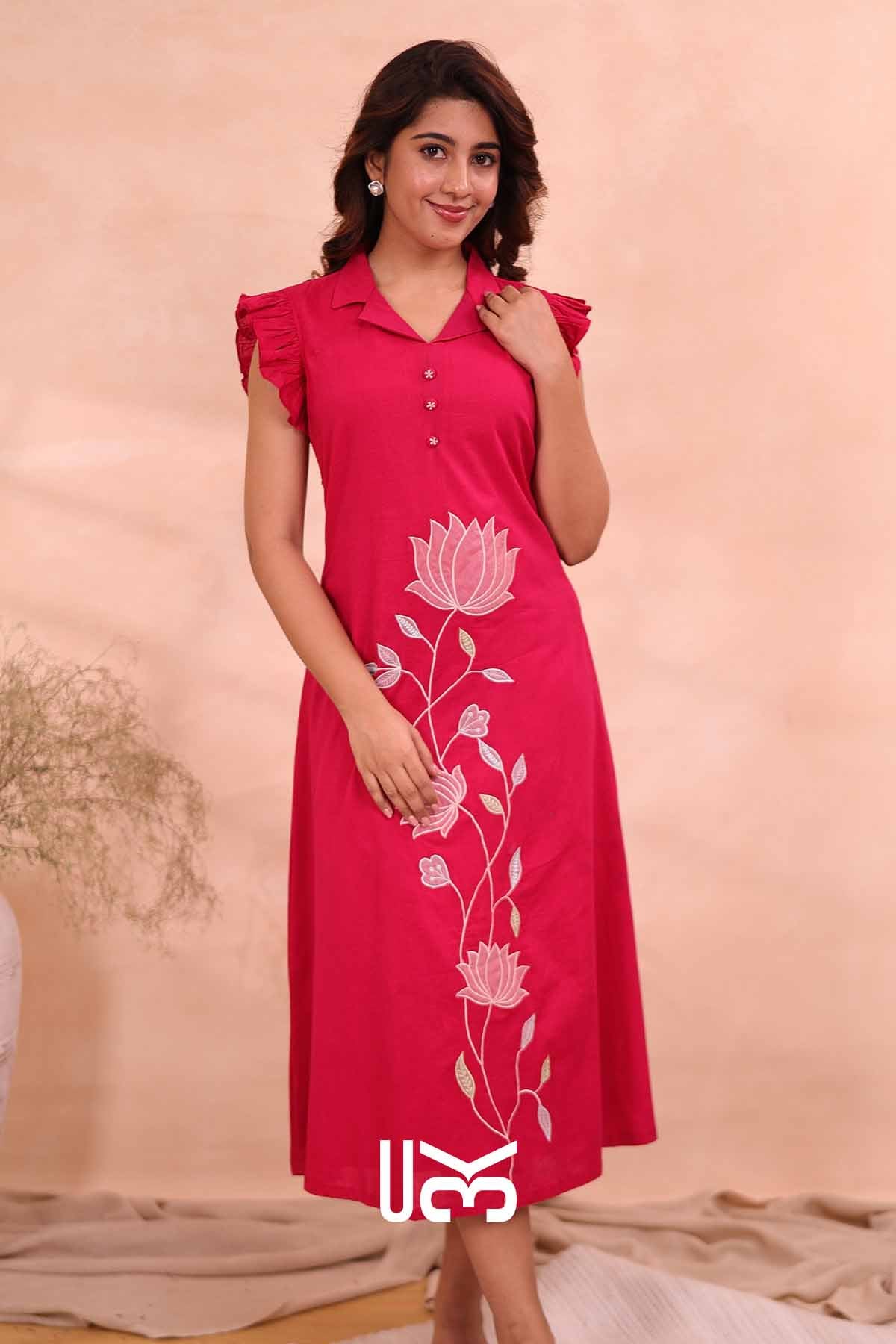Fuchsia Flora|Rani Midi Dress