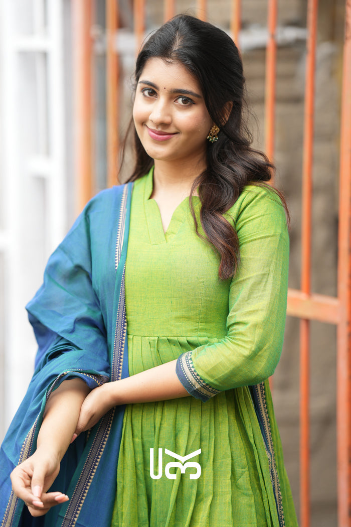 Punaam Lime Green Cotton Suit Set