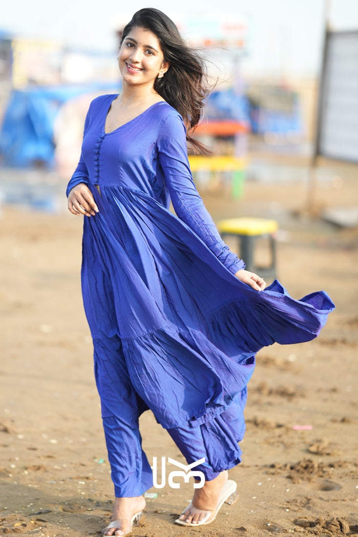 Leher Muslin Blue Kurta Set