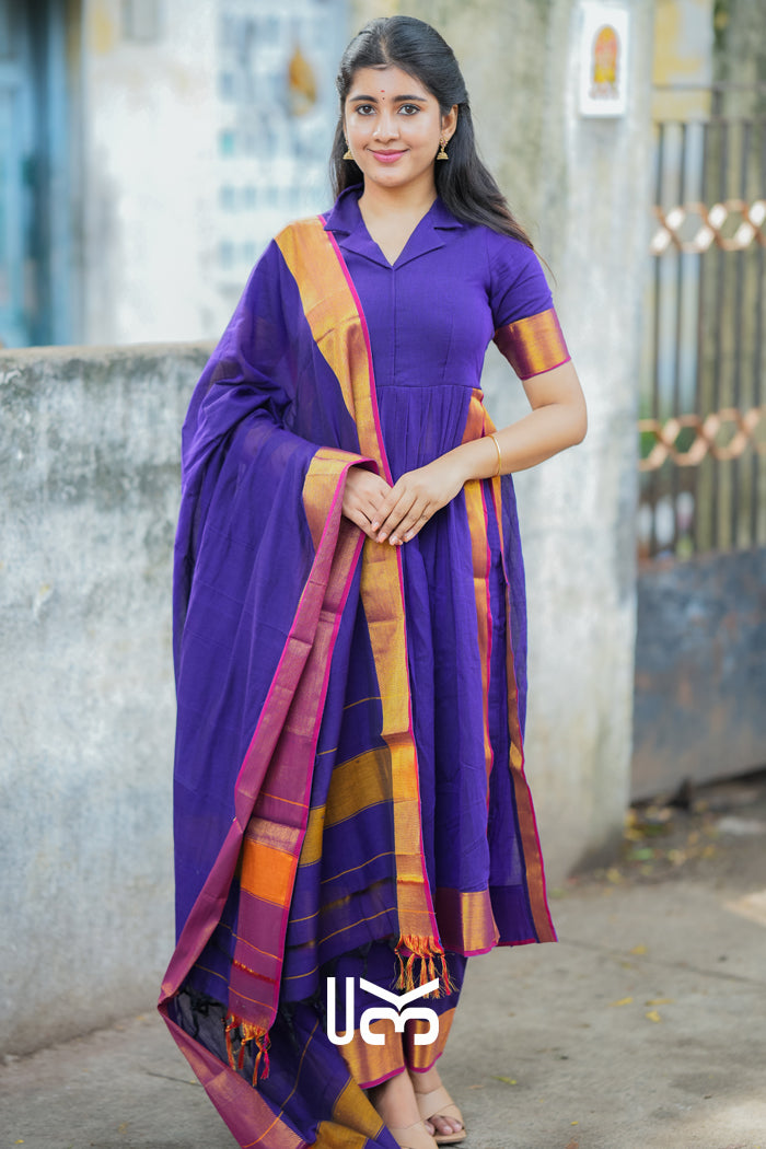 Paridhi Handloom Suit Set in Purple
