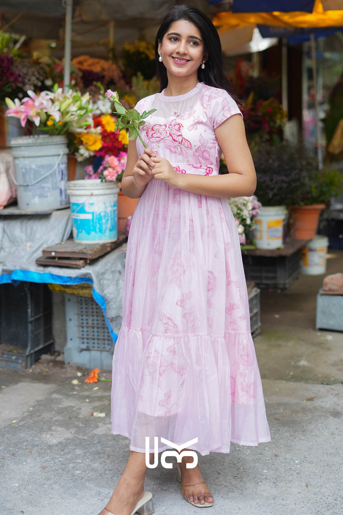 Brisa Bloom Pink Kota Doria Midi