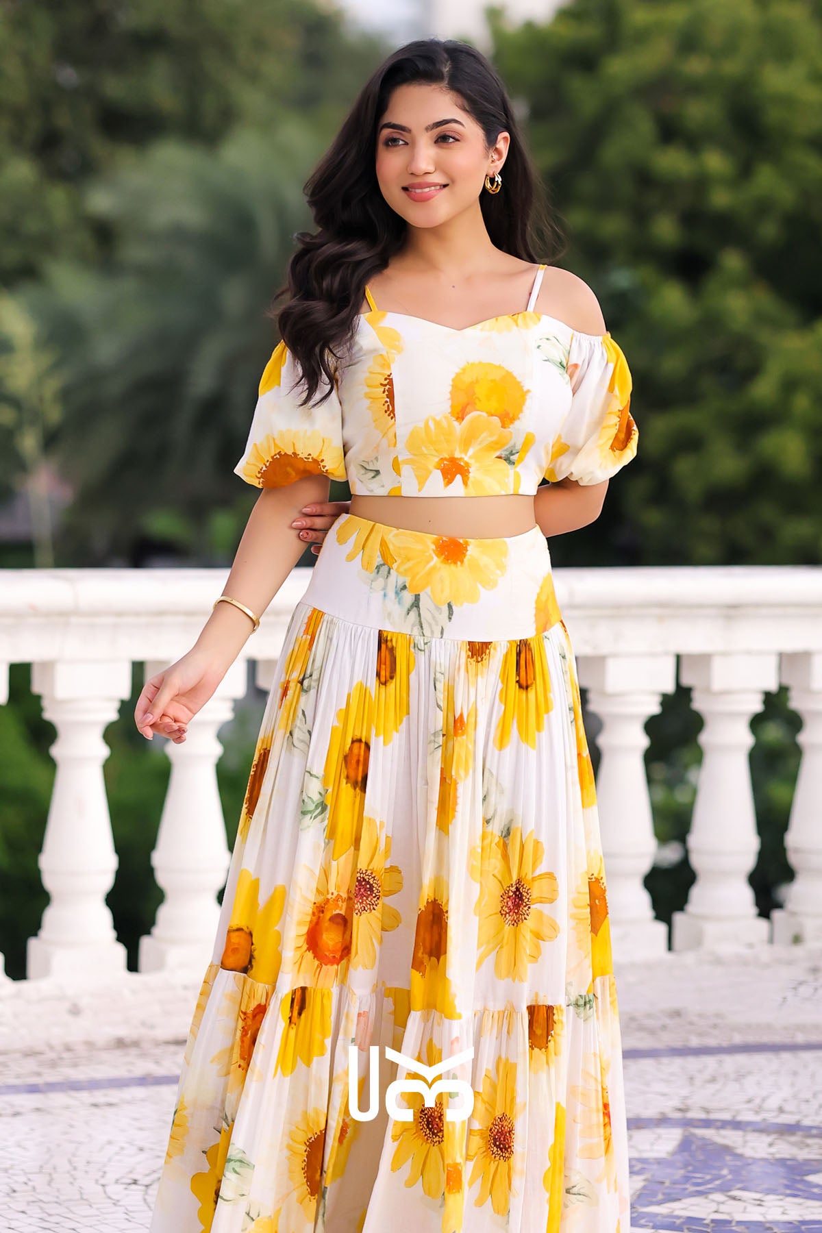 Ursula Crop Top Set in Yellow