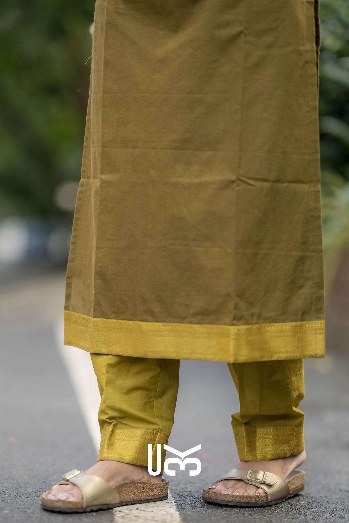 Monalisa Olive Handloom Kurta Set