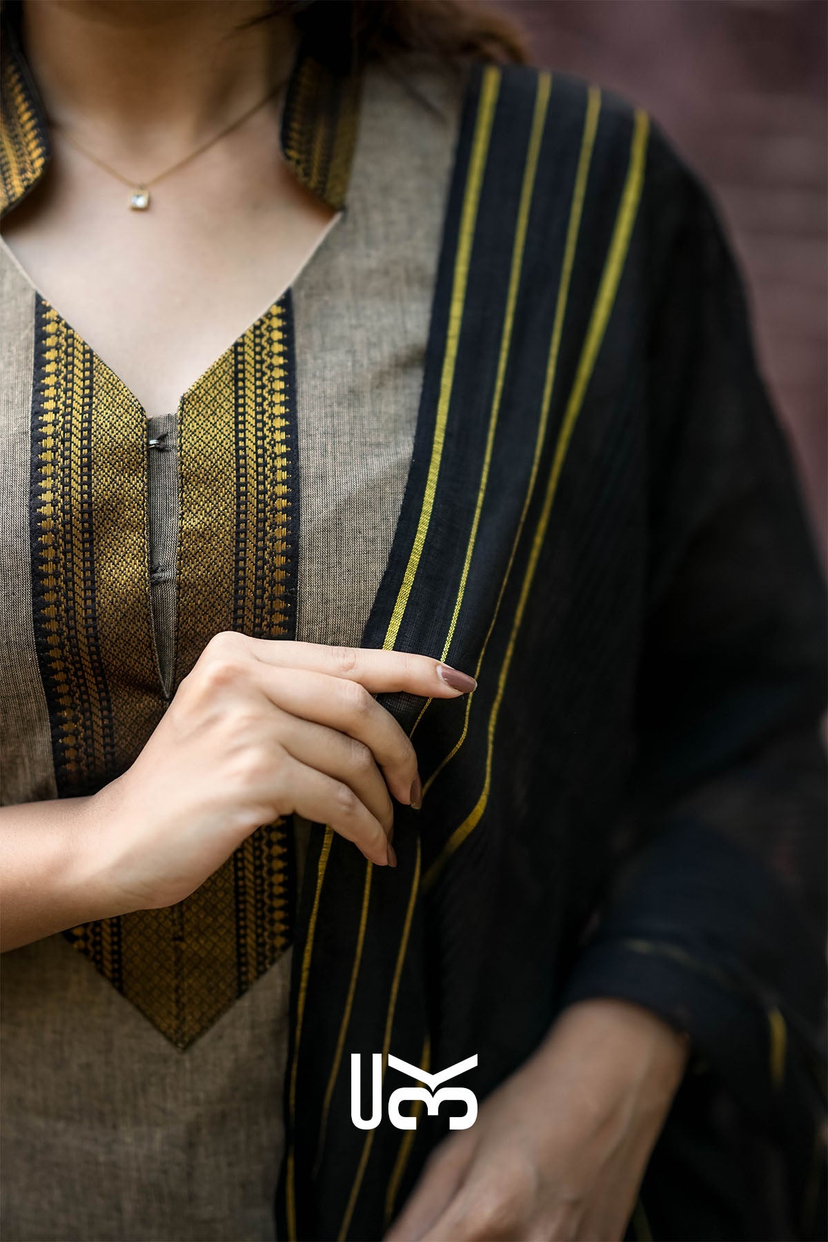 Kosha khaki Handloom Kurta Set