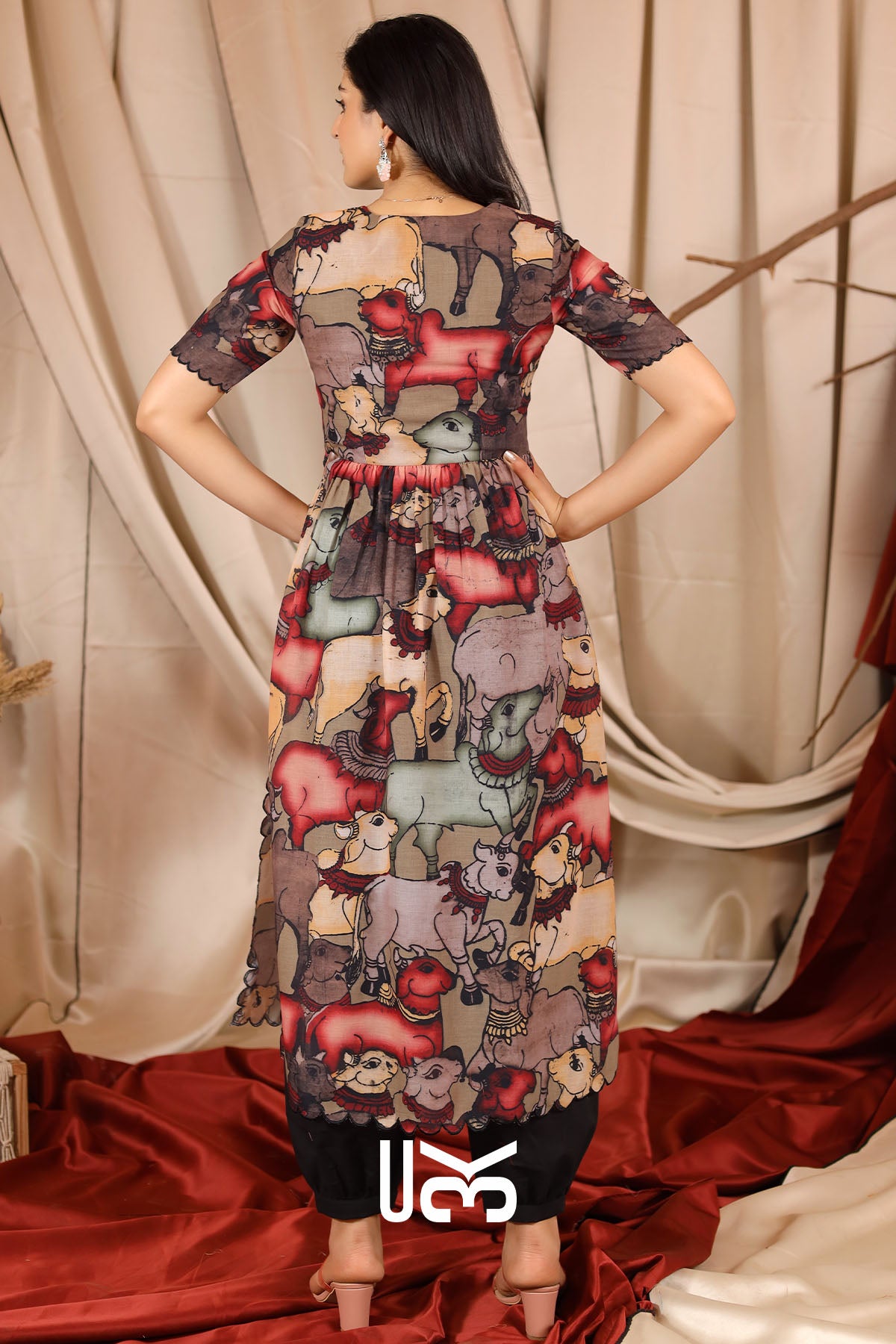 Kshira Kalamkari Brown kurta Set