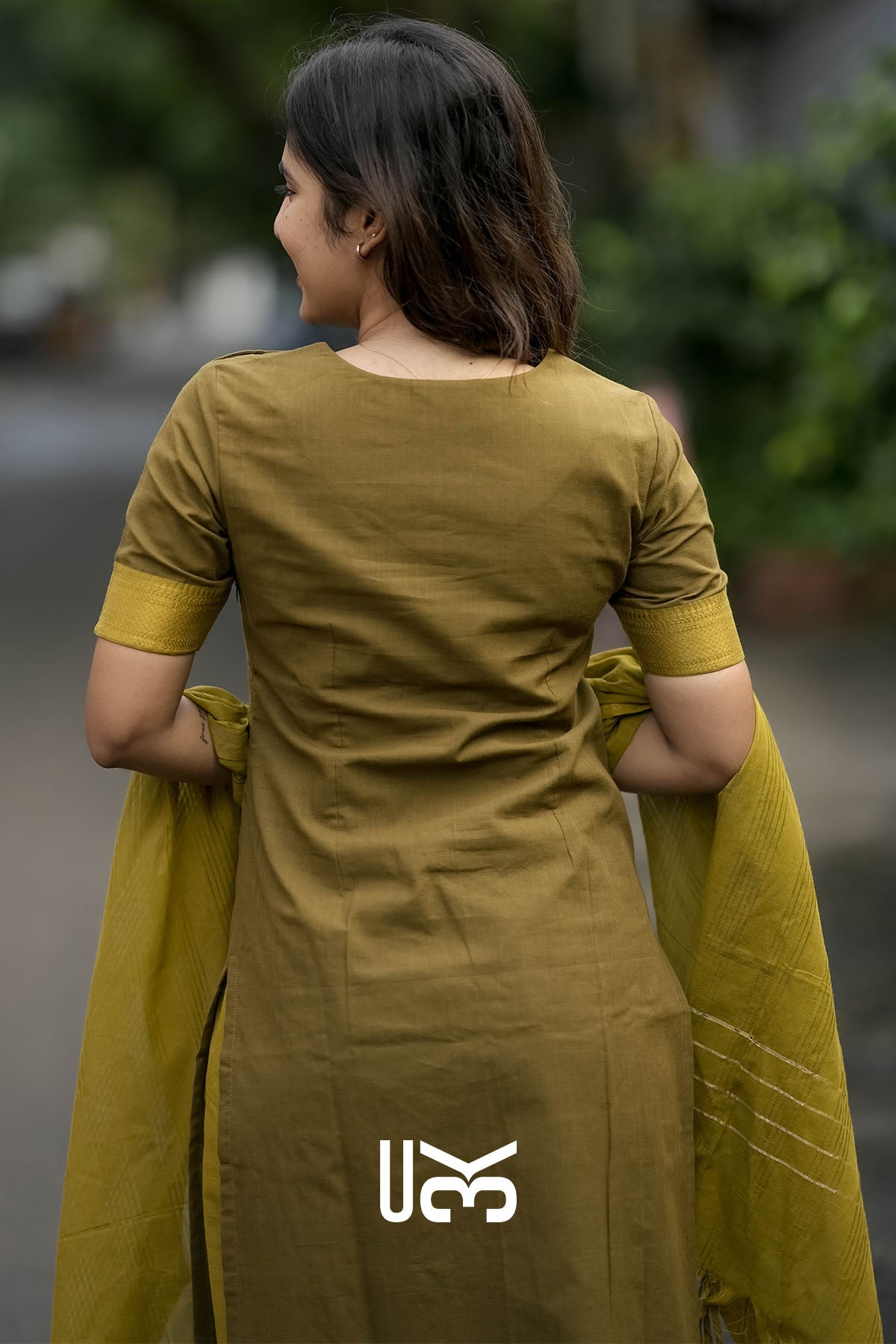 Monalisa Olive Handloom Kurta Set