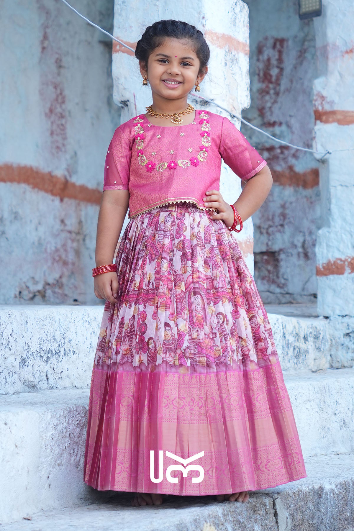 Baby Saanvi Lehenga Set in Pink