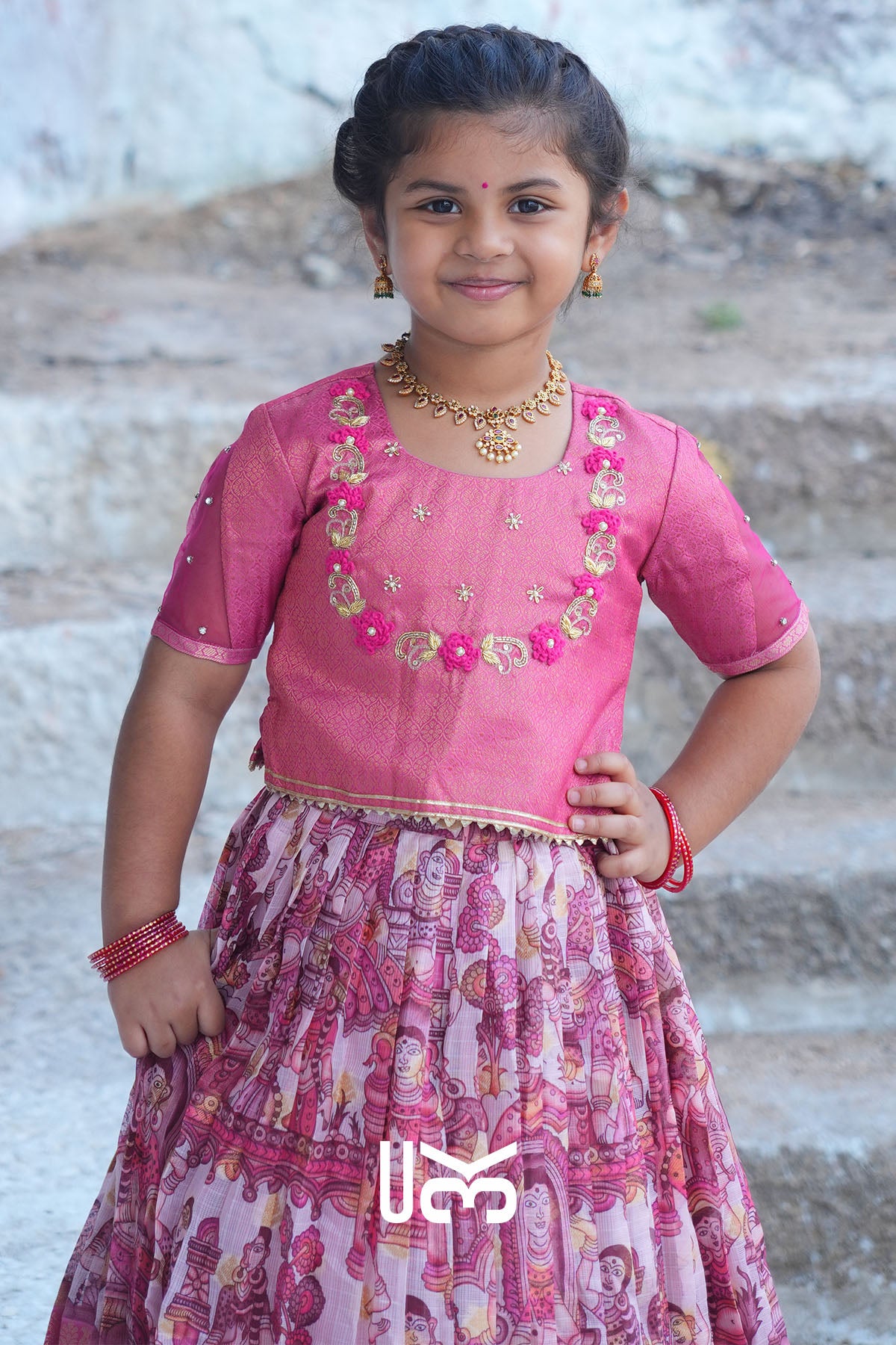 Baby Saanvi Lehenga Set in Pink