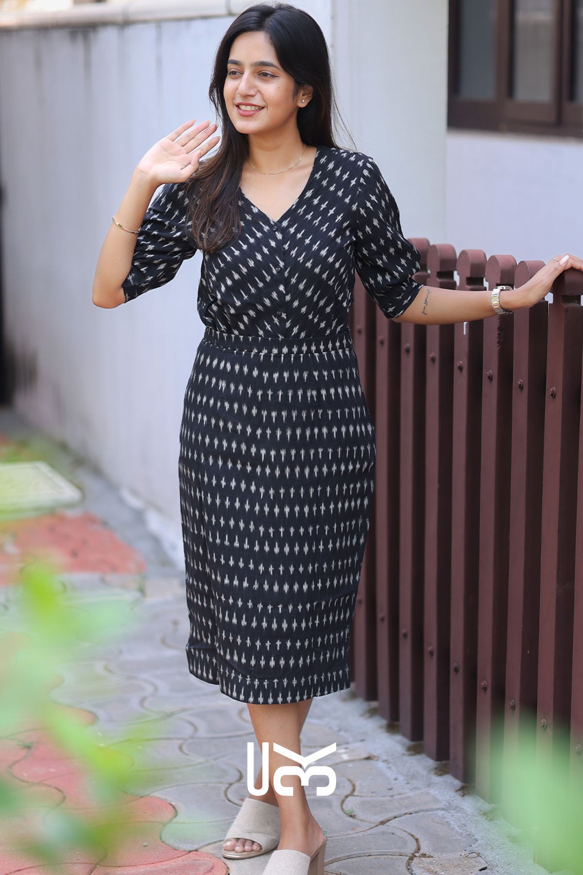 Boho Ikkat Black Co-ord Set