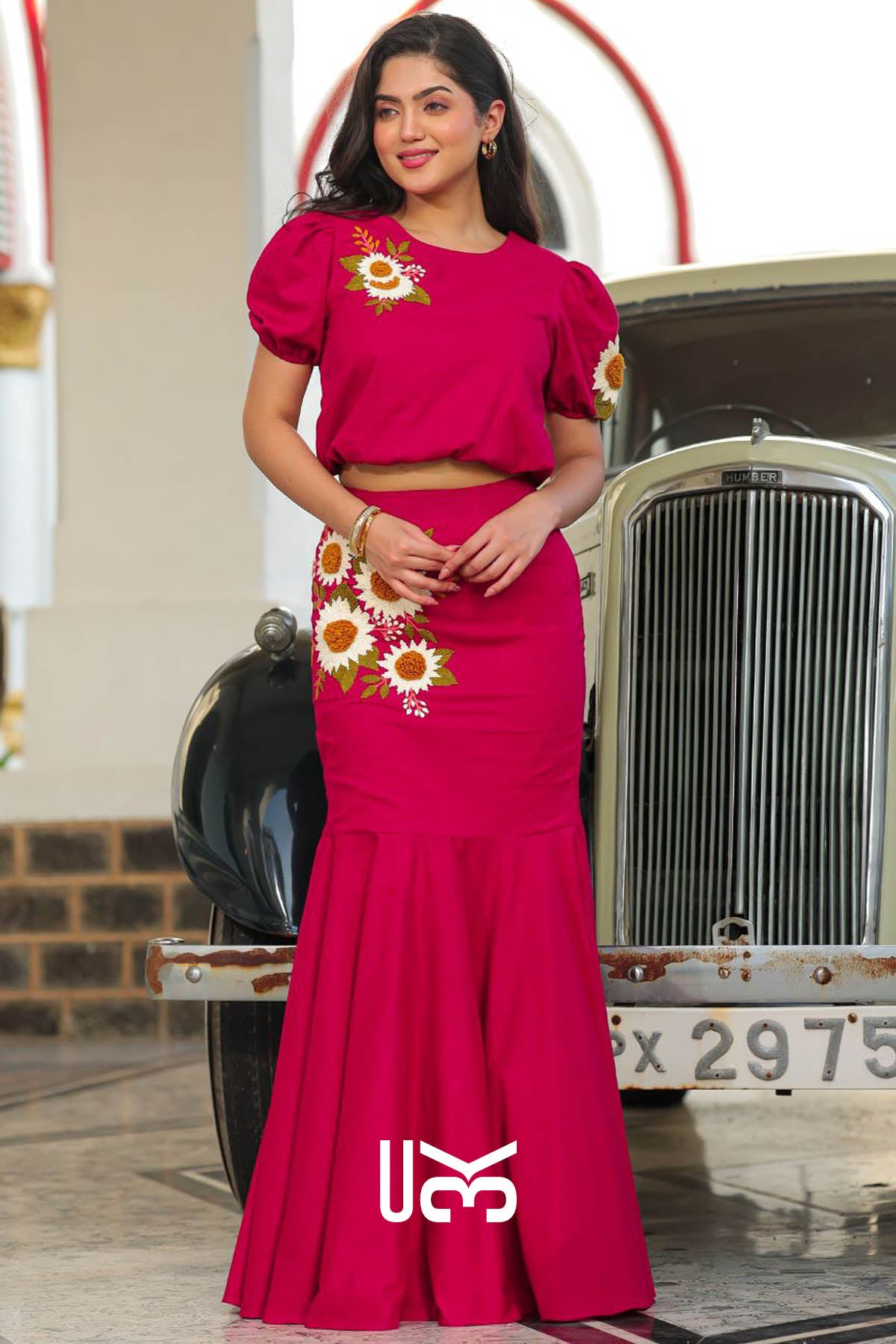 Paprika Crop Top Set in Red