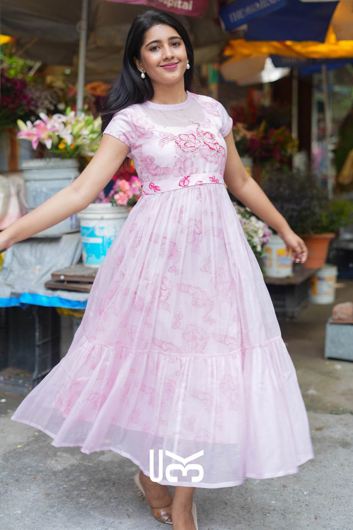 Brisa Bloom Pink Kota Doria Midi