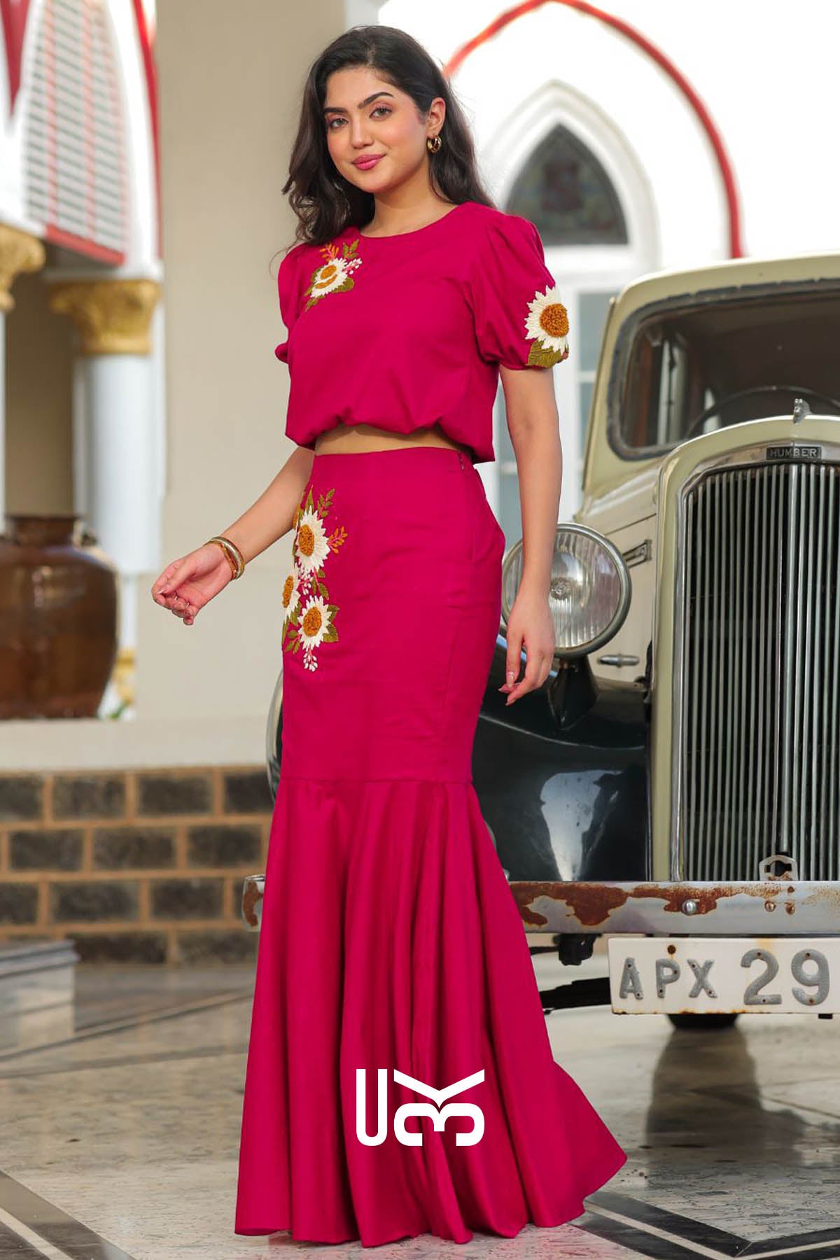 Paprika Crop Top Set in Red