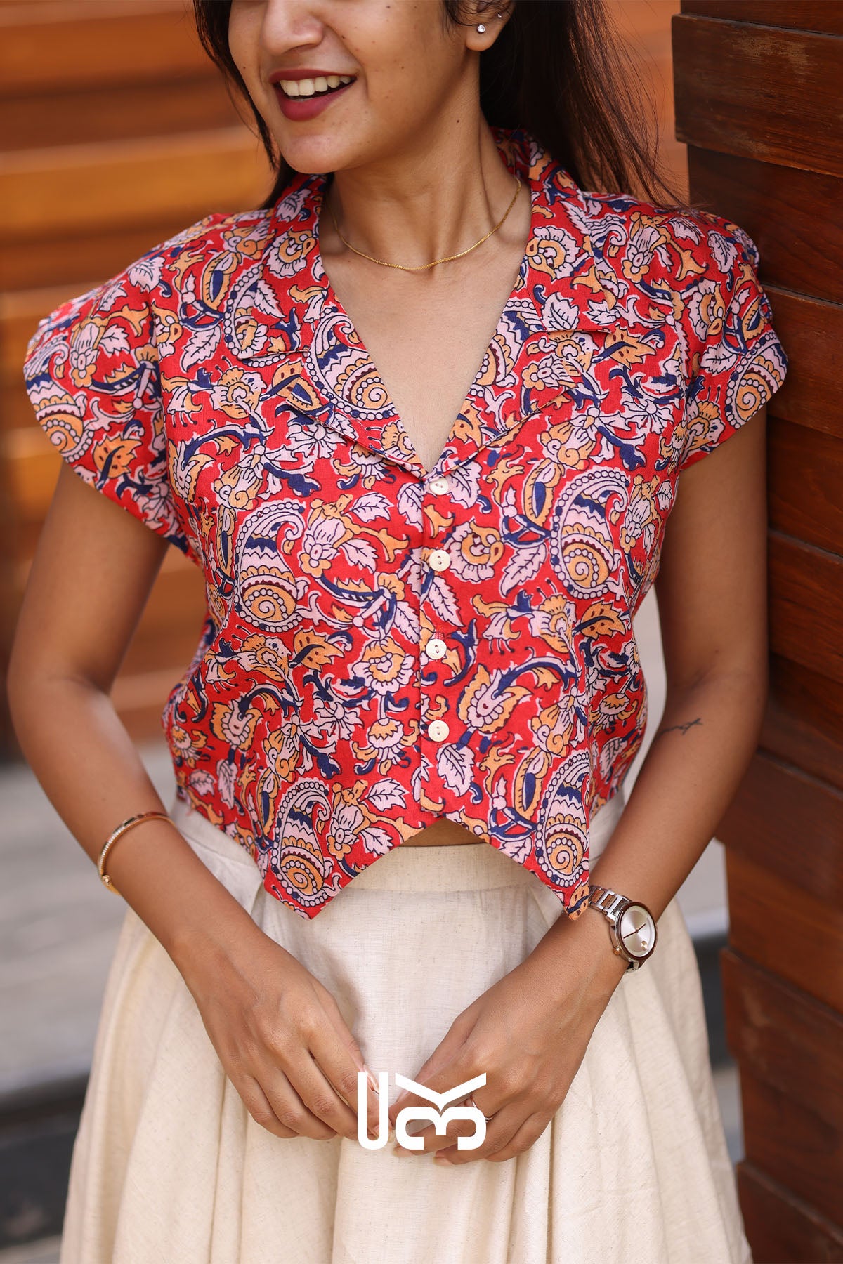 Stella Red Kalamkari Skirt Set