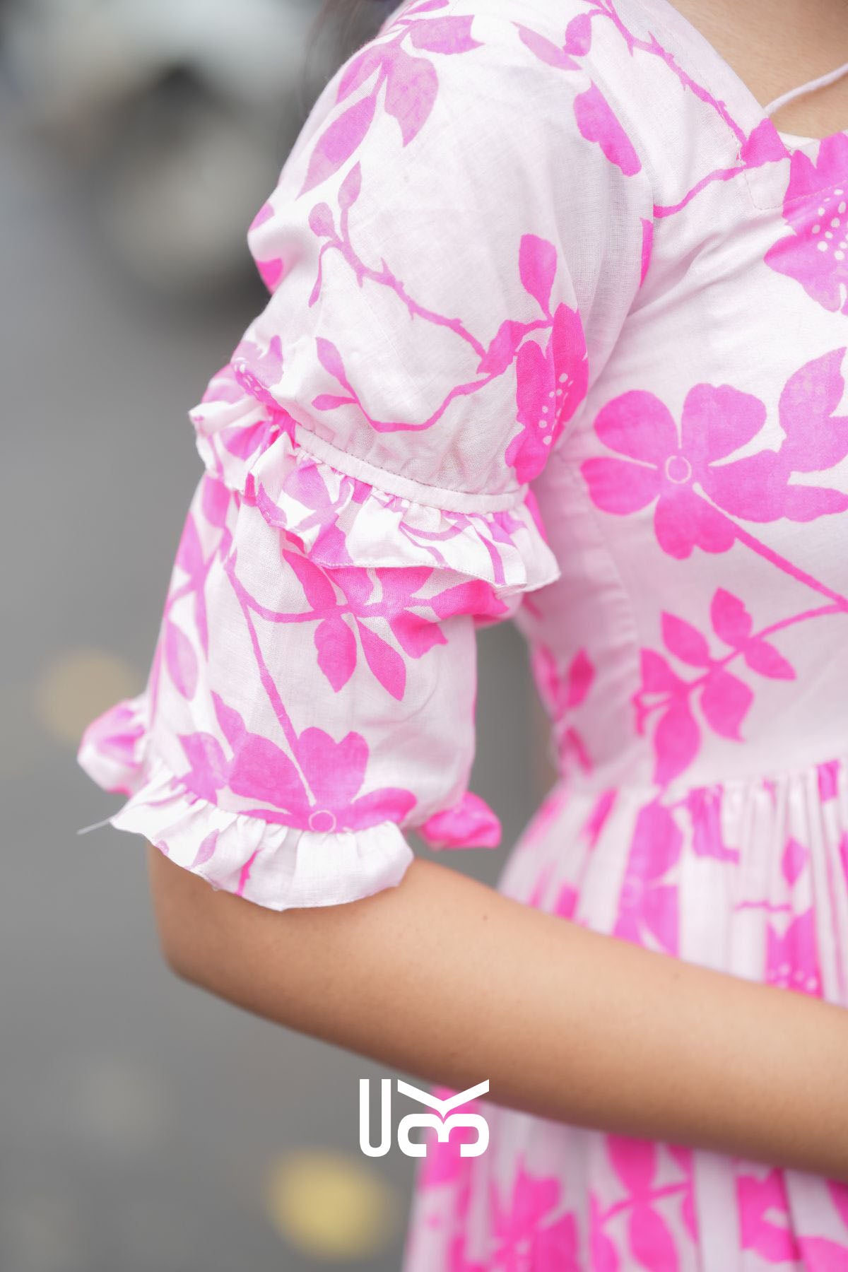 Polly Pink Cotton Floral Midi Dress