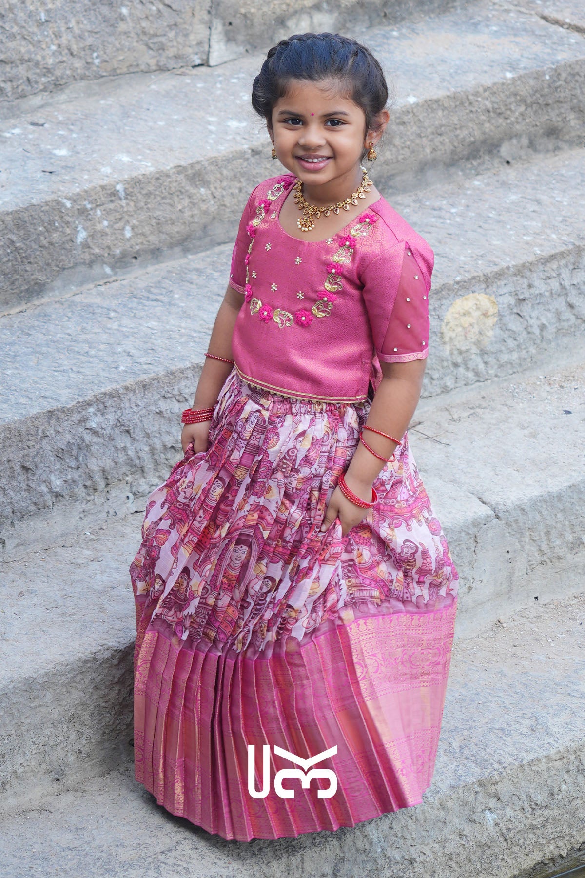 Baby Saanvi Lehenga Set in Pink
