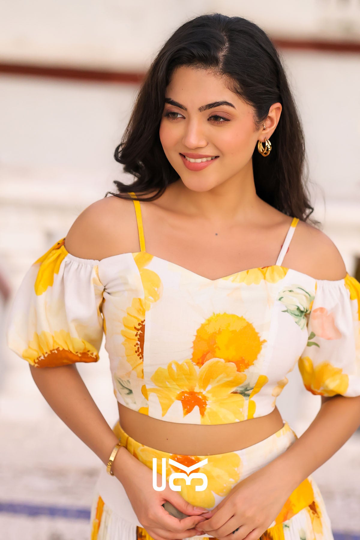 Ursula Crop Top Set in Yellow