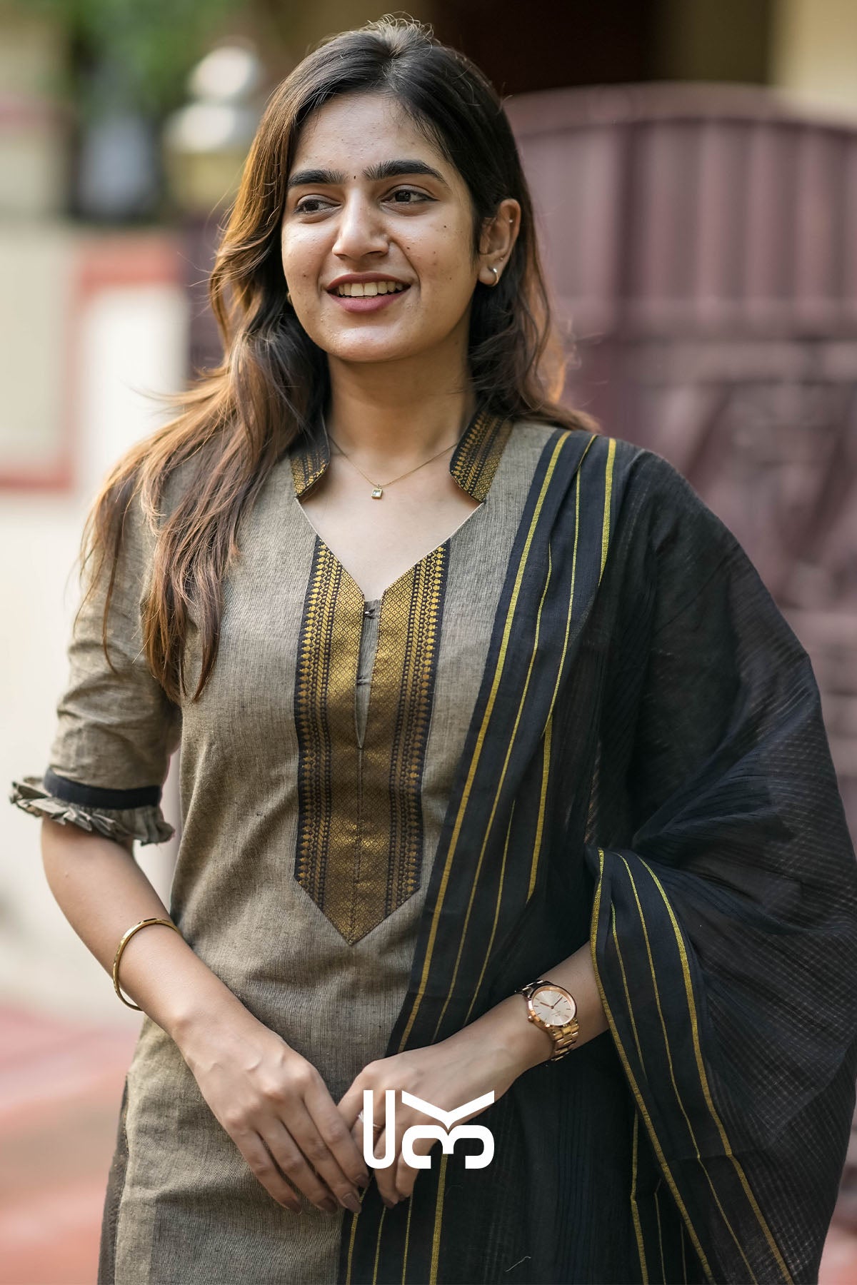 Kosha khaki Handloom Kurta Set