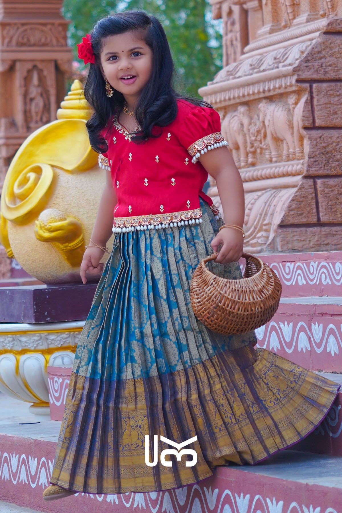 Baby Pihu Red Lehenga Set