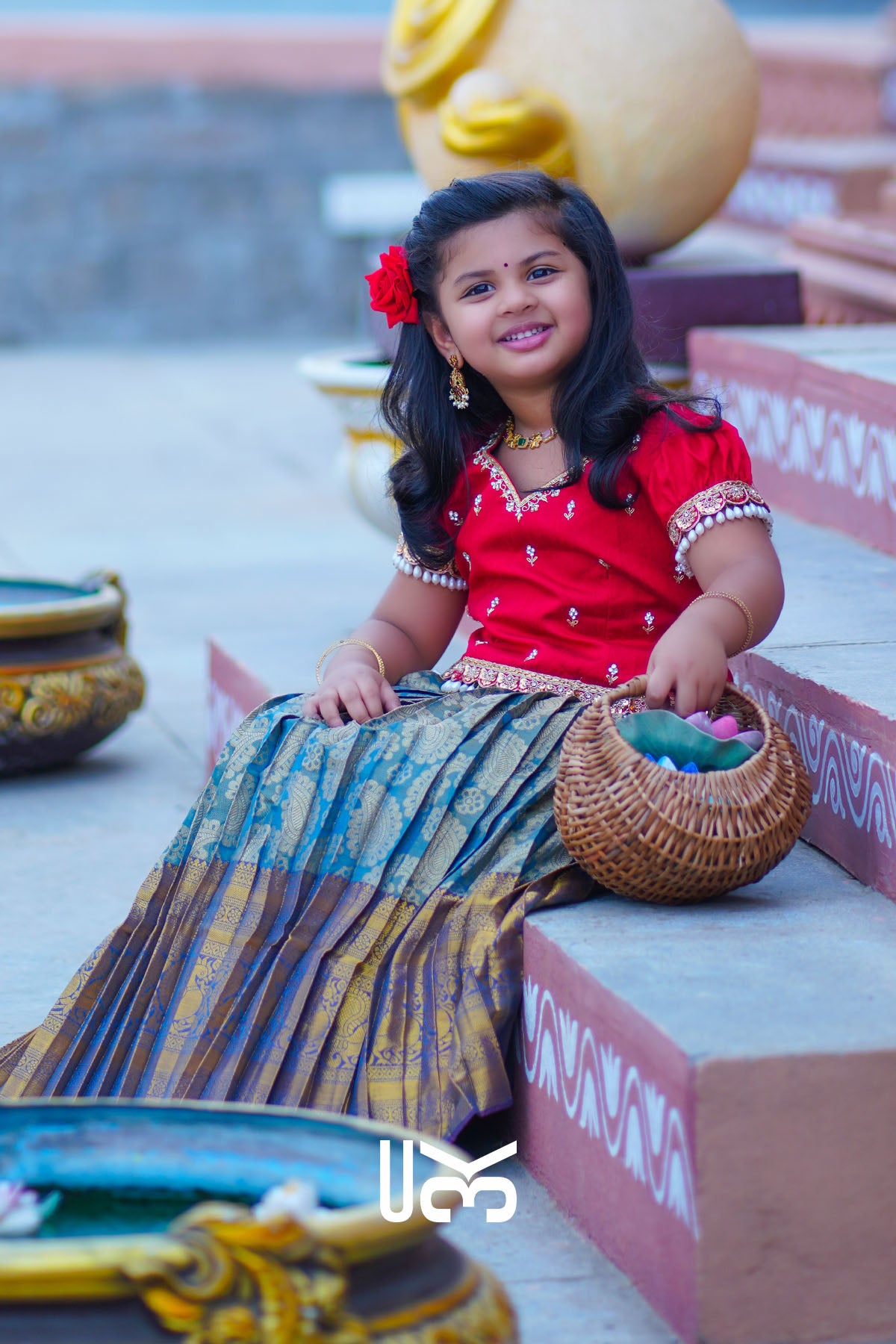 Baby Pihu Red Lehenga Set