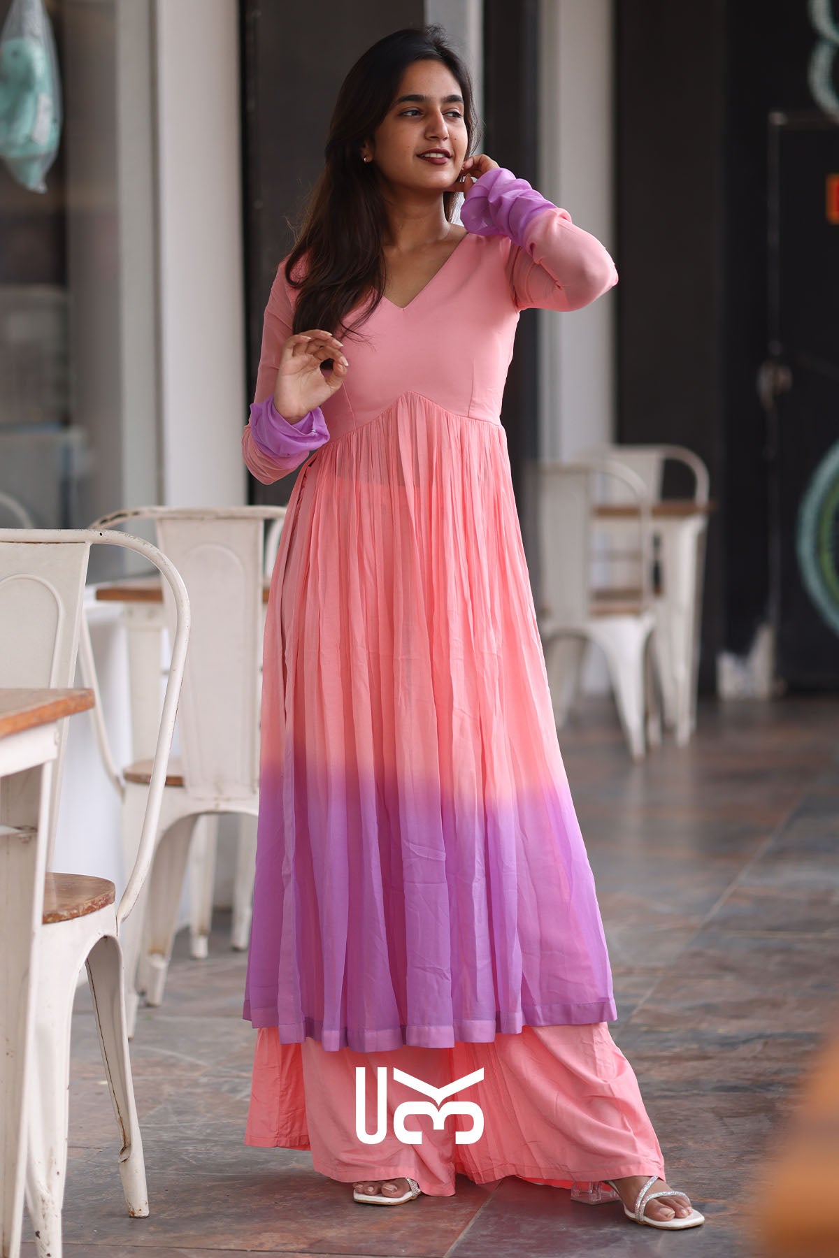Dusky Rose Pink Palazzo Suit Set