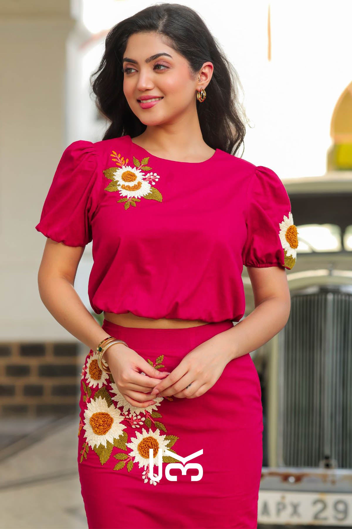Paprika Crop Top Set in Red