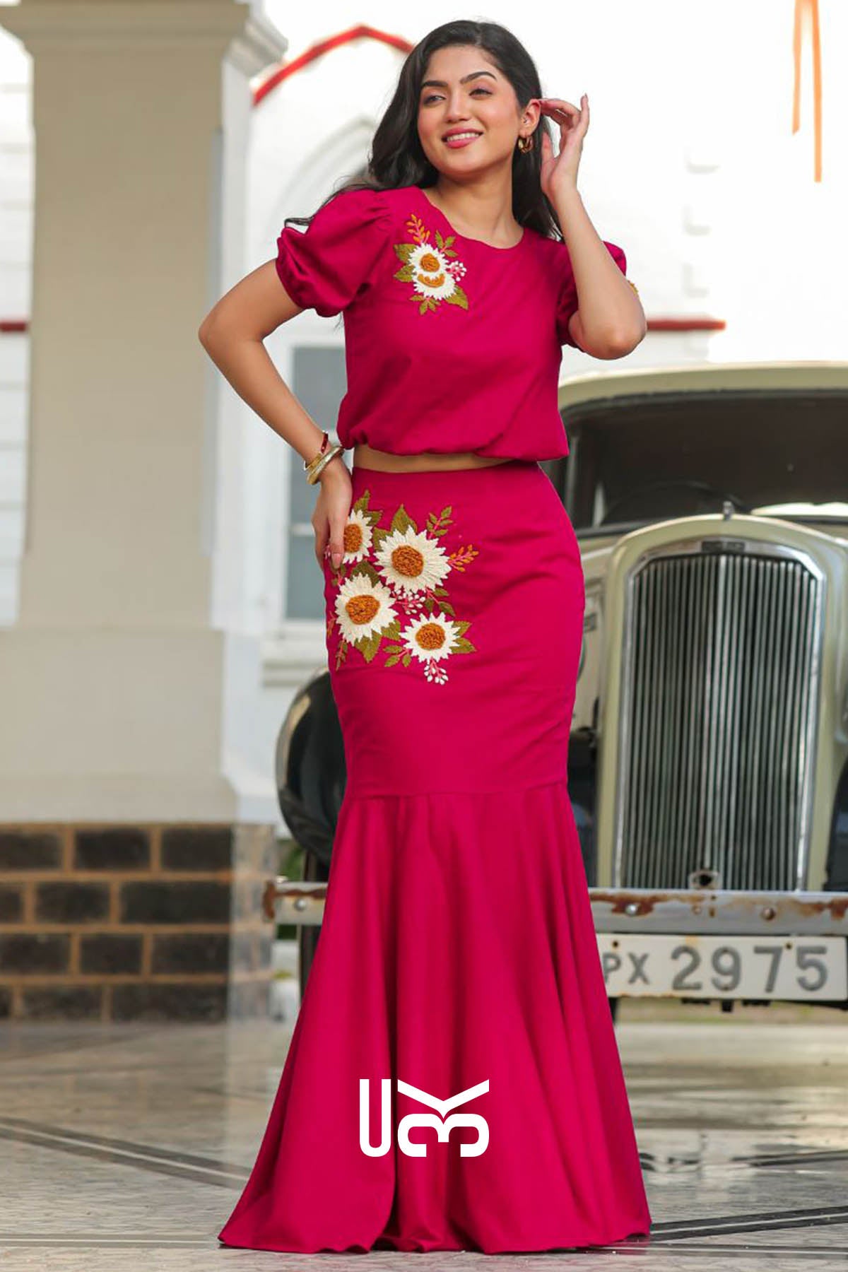 Paprika Crop Top Set in Red