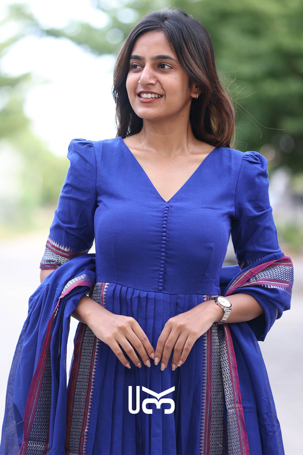 Poorva Blue Handloom Suit Set