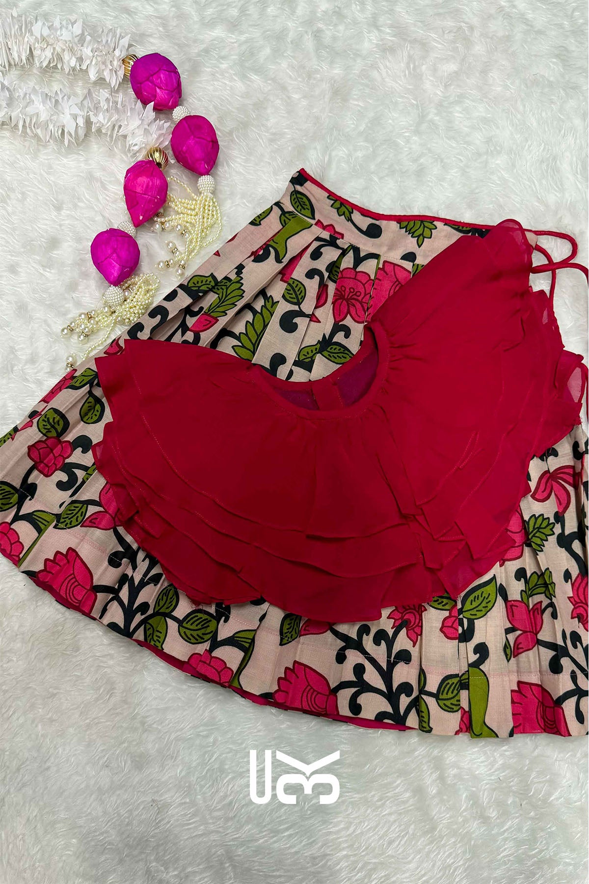 Baby Cherry Red Lehenga Set
