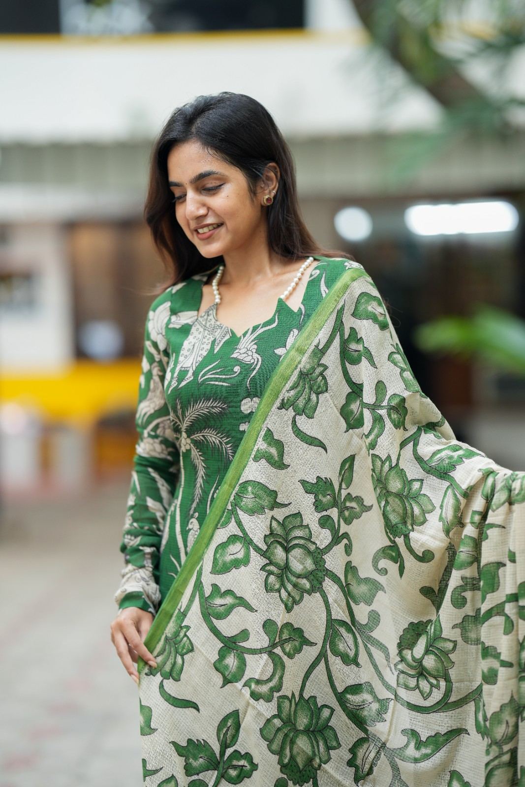 Van Vihar| Green Kalamkari Print Kurta Set