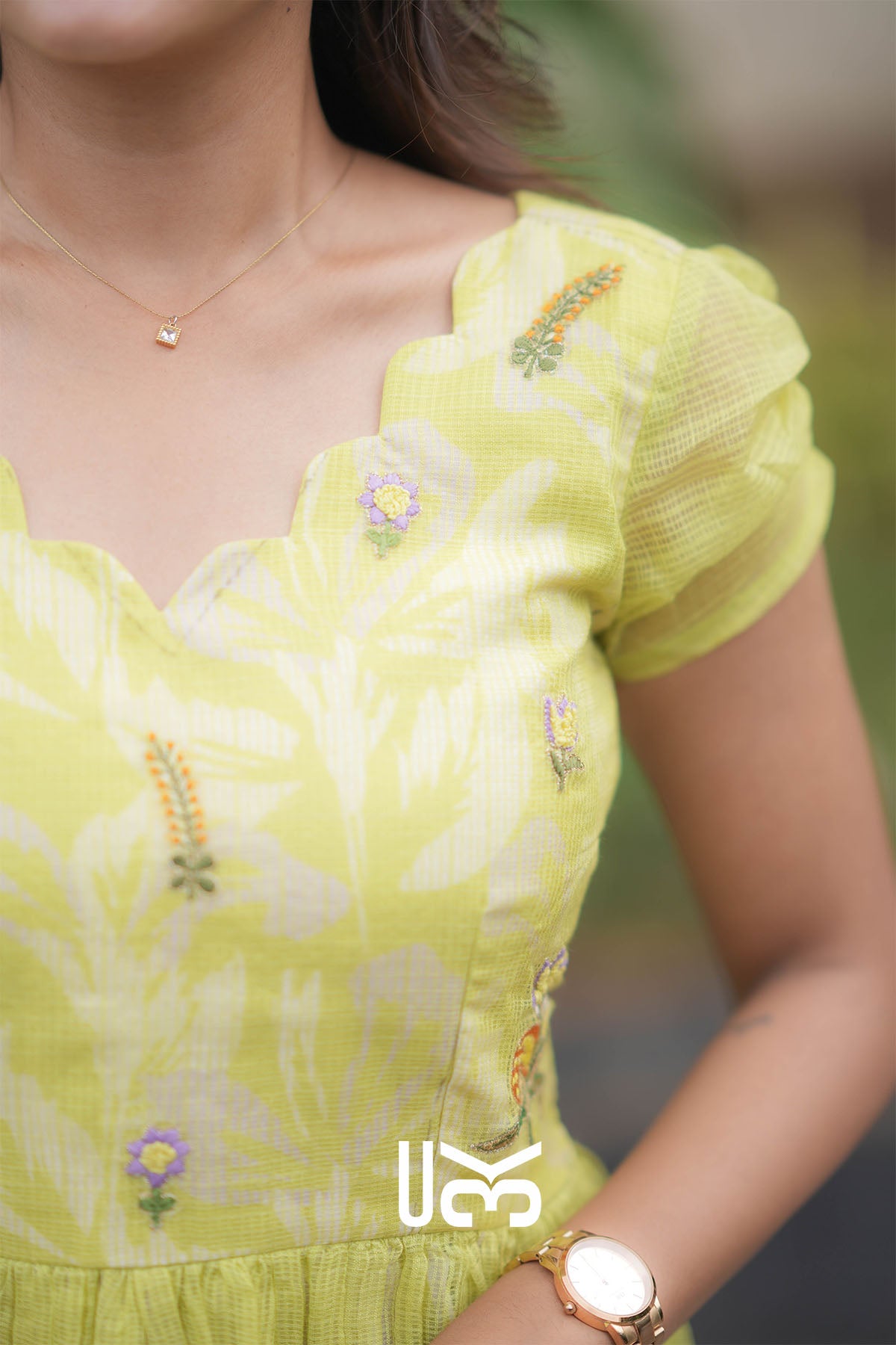 Vasant Vibe Yellow Kota Midi Dress