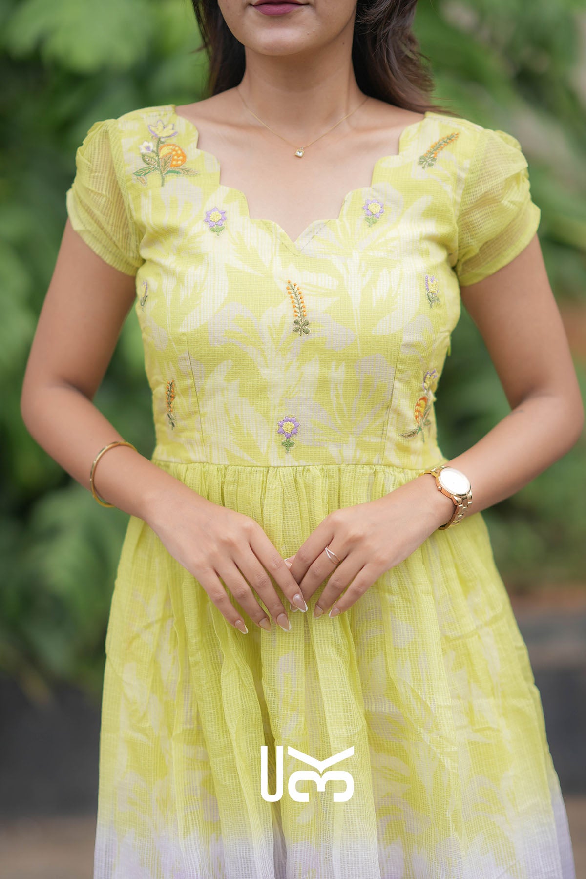Vasant Vibe Yellow Kota Midi Dress
