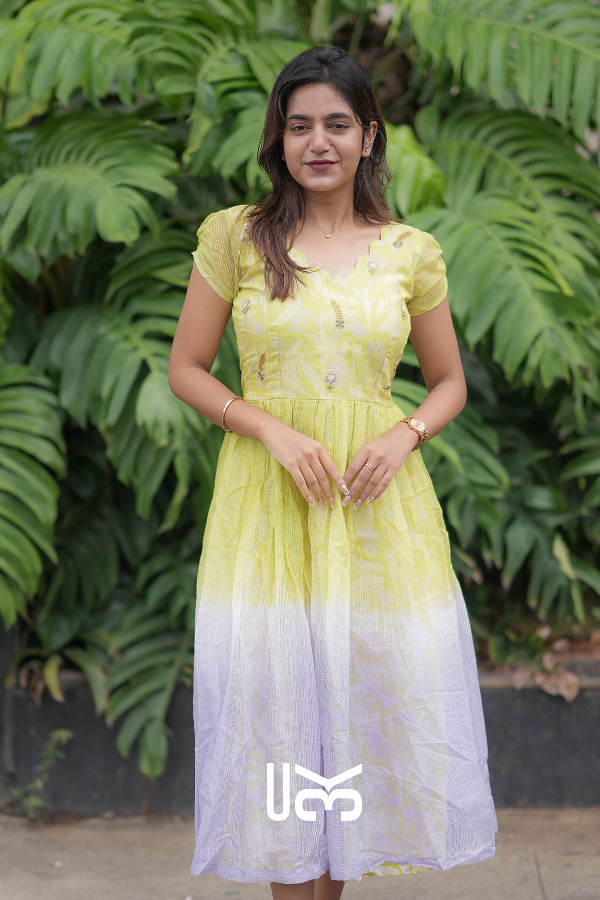 Vasant Vibe Yellow Kota Midi Dress