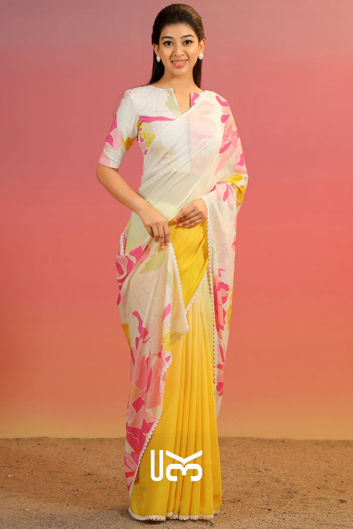 Luna Shiney Saree in Yellow
