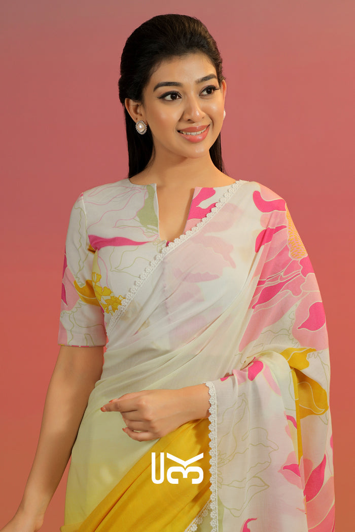 Luna Shiney Saree in Yellow