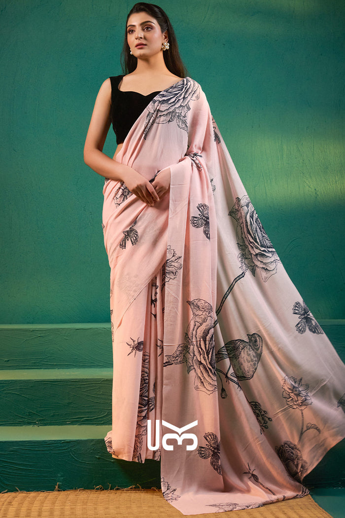 Sreeleela Saree in Pastel Pink