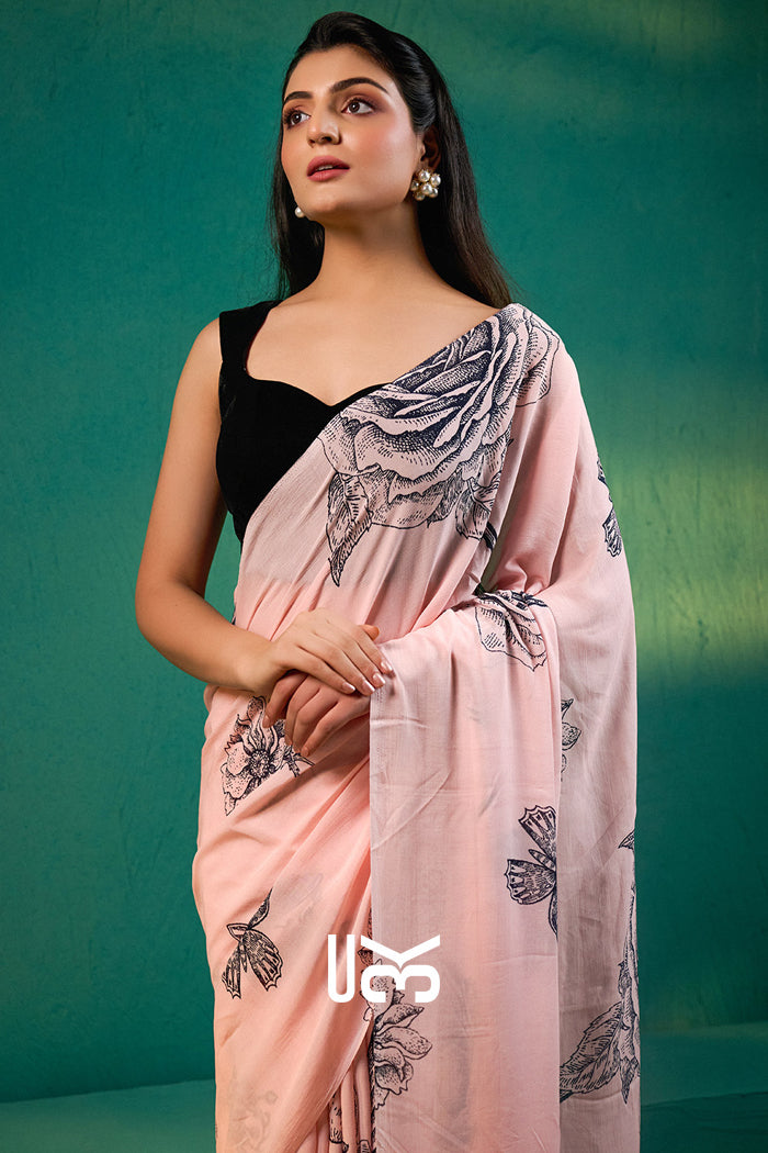 Sreeleela Saree in Pastel Pink